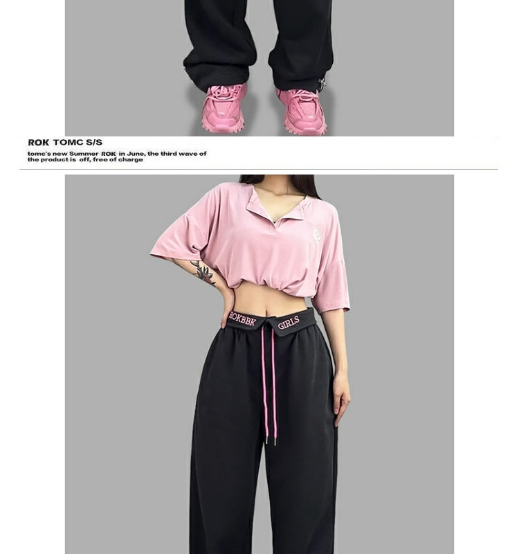 ROKBBK-K/Rokbbk-K Hip Hop Fashion Brand Loose Jazz Sports TrousershiphopSports Dancing Women's Suit Fashion