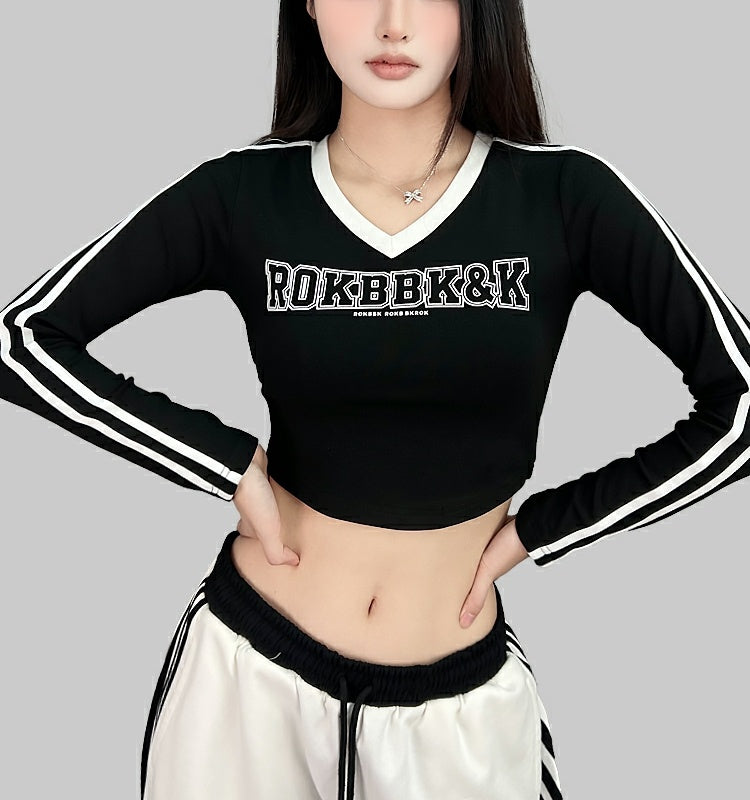 ROKBBK-K/Rokbbk-K Street Dance Fashion Brand JazzjazzSportsVCollar Top Female DancinghiphopFashion Clothing