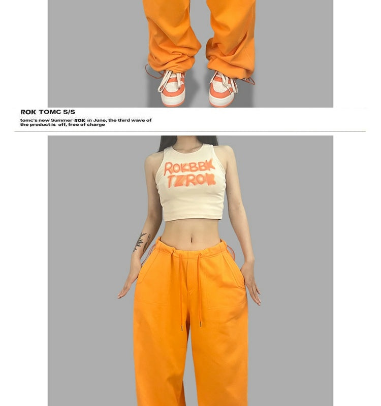 ROKBBK-K/Rokbbk-K Street Dance Fashion Brand JazzhiphopWomen's Sports Suit OrangejazzDancing Pants Tide