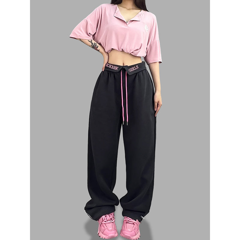 ROKBBK-K/Rokbbk-K Hip Hop Fashion Brand Loose Jazz Sports TrousershiphopSports Dancing Women's Suit Fashion