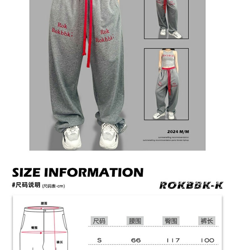 ROKBBK-K/Rokbbk-K Hip Hop Fashion Brand Double Waist JazzhiphopDancing Women's TrousersjazzSports Suit Tide