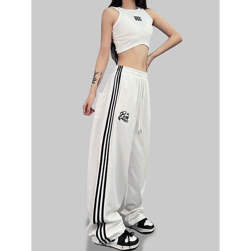 ROKBBK-K/Rokbbk-K Street Dance Fashion Brand Line Crown Embroidery Jazz DancinghiphopFashionable Sports Women's Trousers