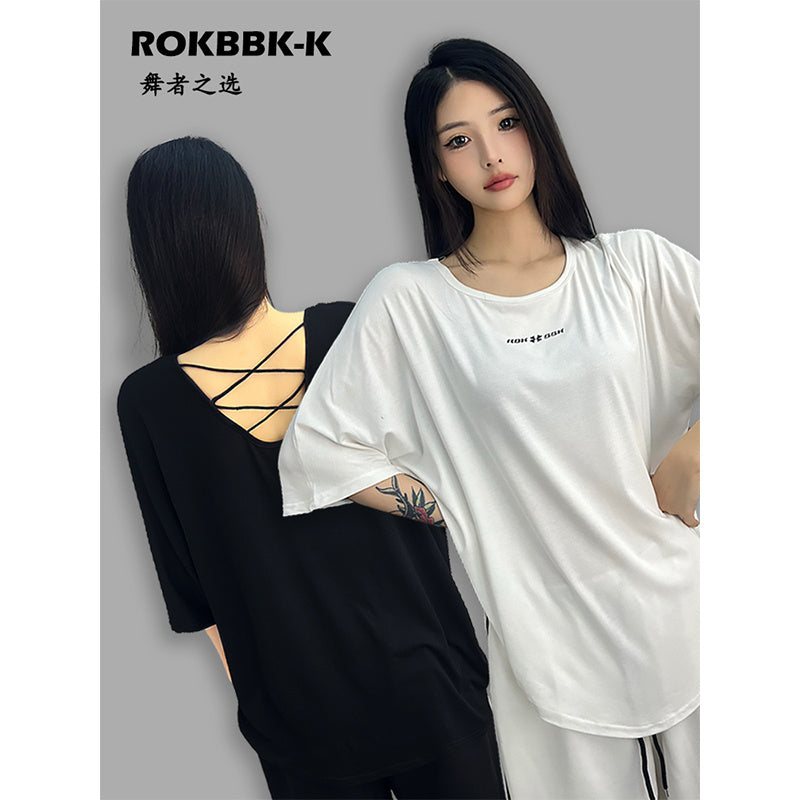 ROKBBK-K/Rokbbk-K Hip Hop Fashion Brand Lazy Hip Hop Loose Top Female Jazz Dance Sports LeisureTT-shirt Fashion