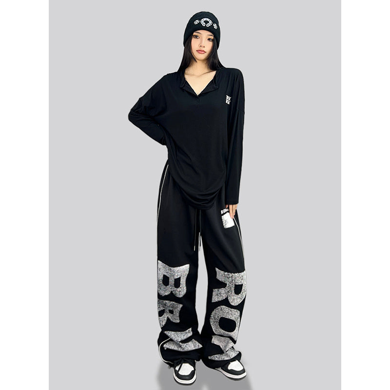 ROKBBK-K/Rokbbk-K Hip Hop Fashion Brand Loose Hip Hop American Jazz Dance Trousers Women's CasualjazzSports Pants