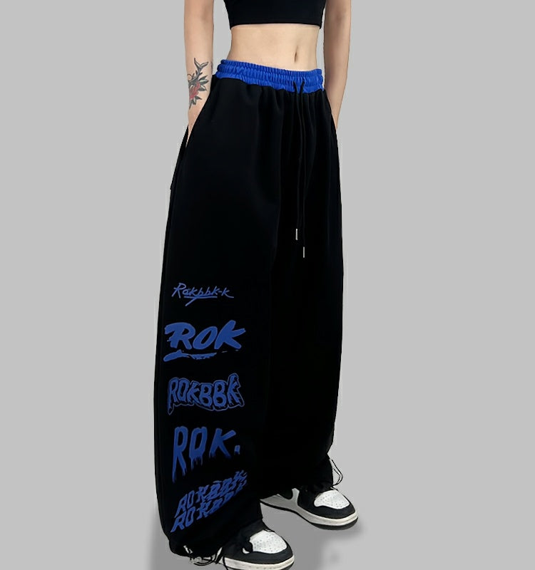 ROKBBK-K/Rokbbk-K Street Dance Fashion Brand Stitching Waist JazzjazzWomen's Sports Dancing TrousershiphopClothing