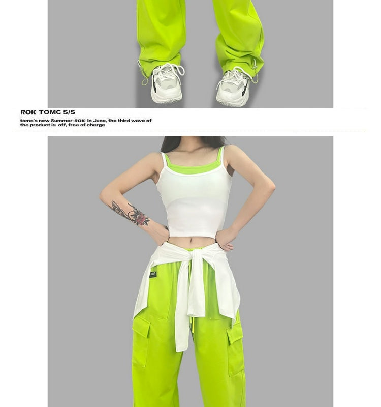 ROKBBK-K/Rokbbk-K Hip Hop Fashion Brand Double Side Pocket Jazz Dancing Trousers Women's Sports Hip HopjazzSuit