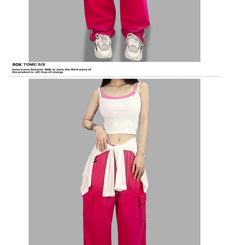 ROKBBK-K/Rokbbk-K Hip Hop Fashion Brand Plum Powder Pocket Hip Hop Jazz Sports DancingjazzWomen's Trousers Suit