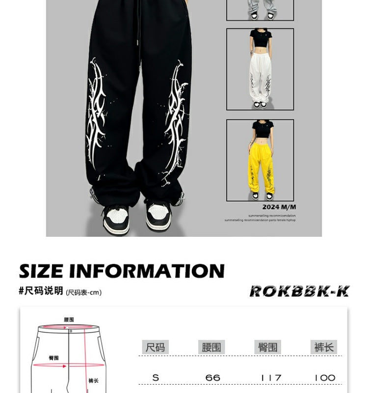 ROKBBK-K/Rokbbk-K Street Dance Fashion Brand JazzhiphopWomen's Four-Piece Printed Dancing TrousersjazzSports Pants