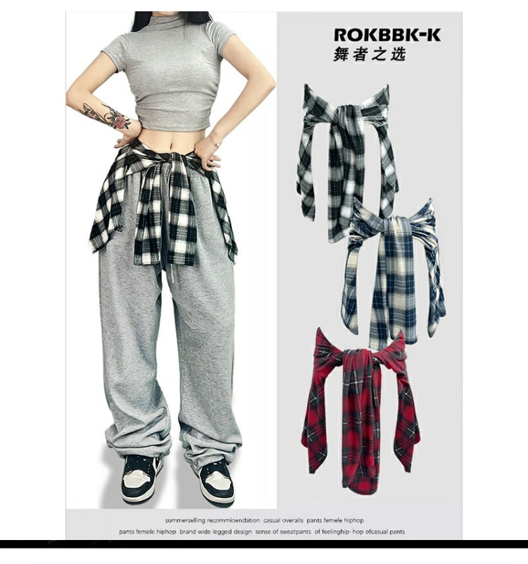 ROKBBK-K/Rokbbk-K Street Dance Street DancejazzPlaid Lace-up Waist Women's Jazz Sport Cardigan