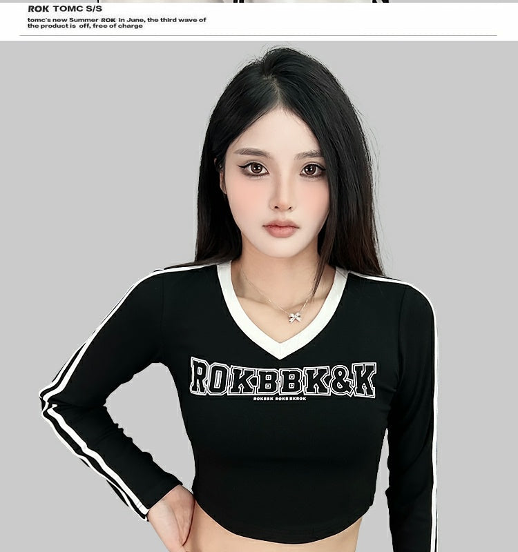 ROKBBK-K/Rokbbk-K Street Dance Fashion Brand JazzjazzSportsVCollar Top Female DancinghiphopFashion Clothing