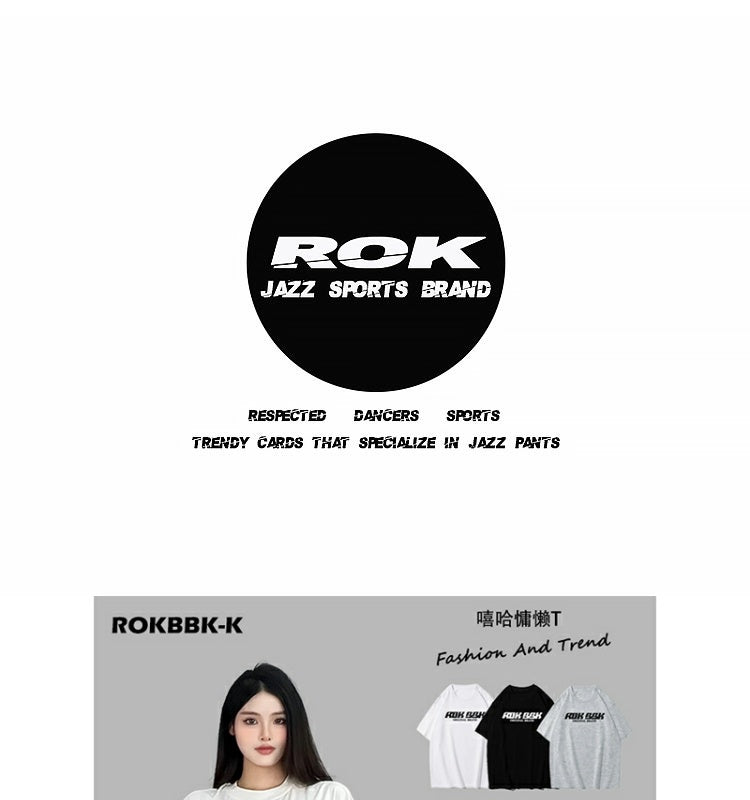 ROKBBK-K/Rokbbk-K Street Dance Fashion Brand Loose Letter Printing Dancing SportsTJazz Shirt Lazy Blouse