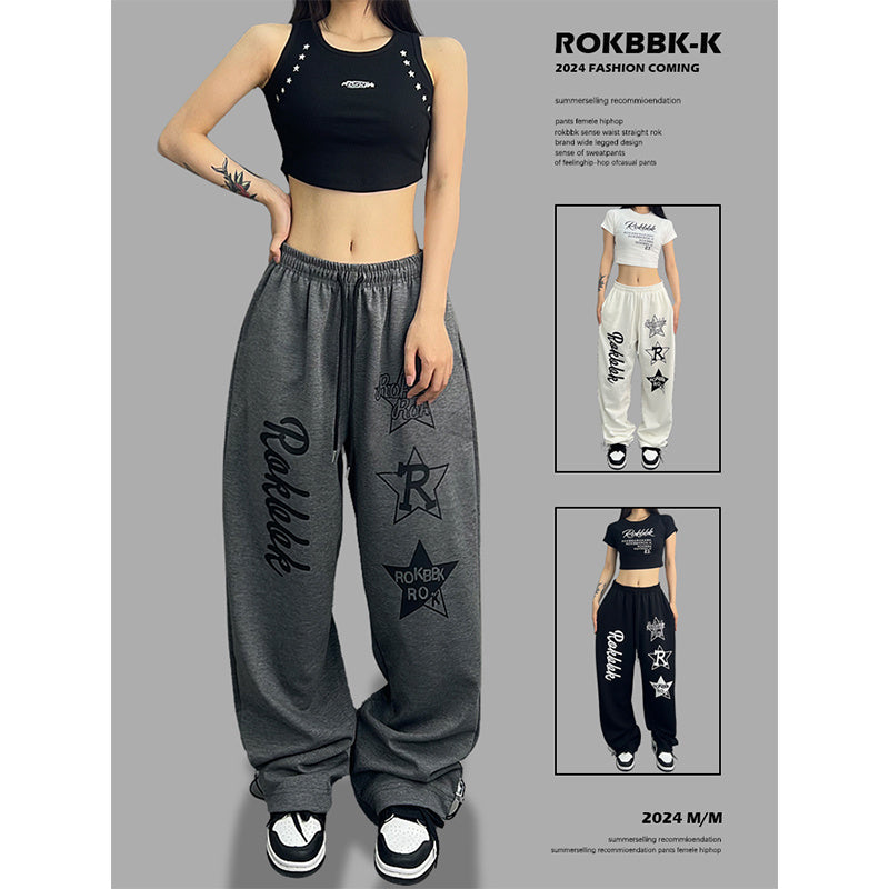 ROKBBK-K/Rokbbk-K Hip Hop Fashion Brand Hip Hop Loose Jazz Dance Sweatpants for WomenhiphopHip Hop Casual Trousers