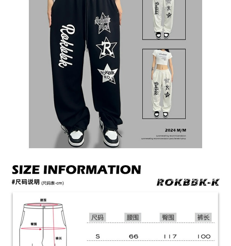 ROKBBK-K/Rokbbk-K Hip Hop Fashion Brand Personalized Printed Jazz Dancing Sweatpants for WomenhiphopSports Pants National Fashion