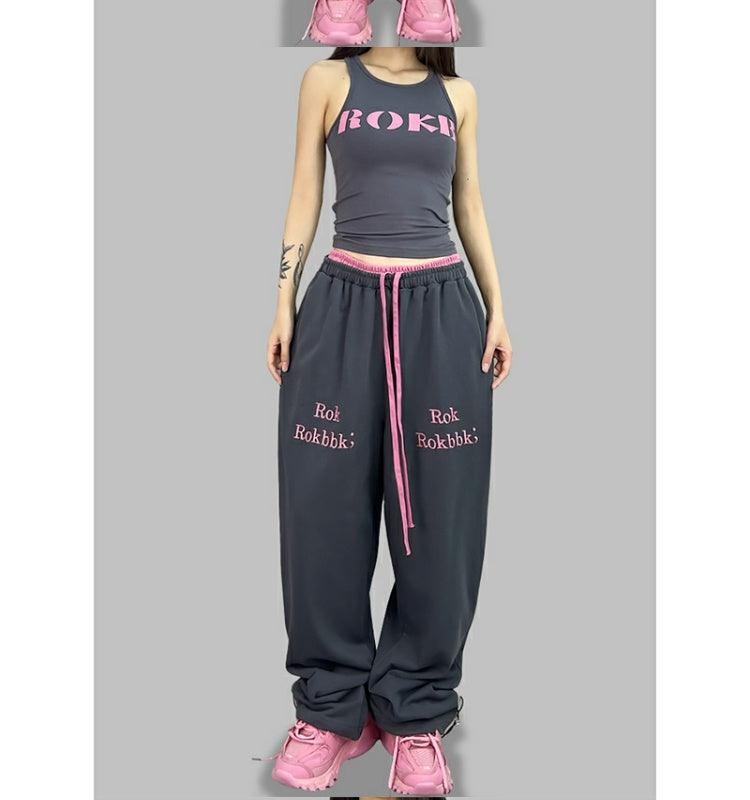 ROKBBK-K/Rokbbk-K Street Dance Fashion Brand JazzhiphopDouble Waist Dancing Women's Trousers SportsjazzSuit Tide