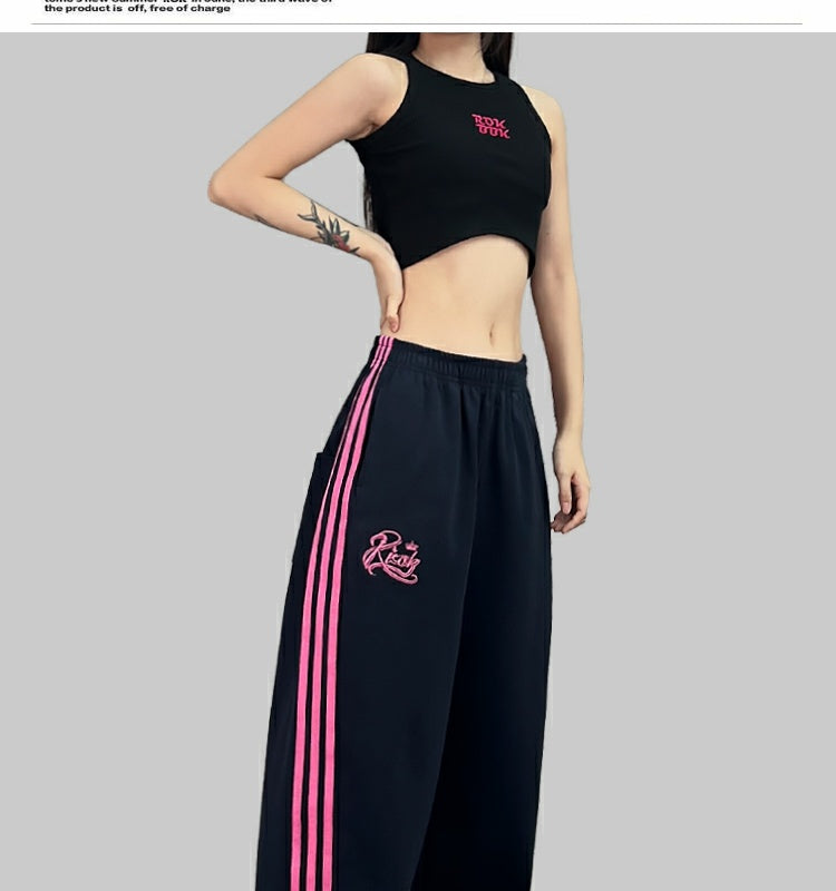 ROKBBK-K/Rokbbk-K Street Dance Fashion Brand Line Crown Embroidery Jazz DancinghiphopFashionable Sports Women's Trousers