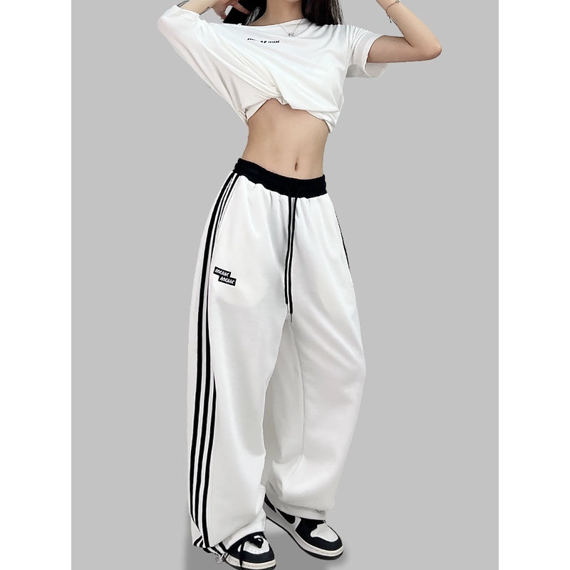 ROKBBK-K/Rokbbk-K Street Dance Fashion Brand Stitching Waist SportshiphopWomen's Three-Bar Trousers Jazz Suit