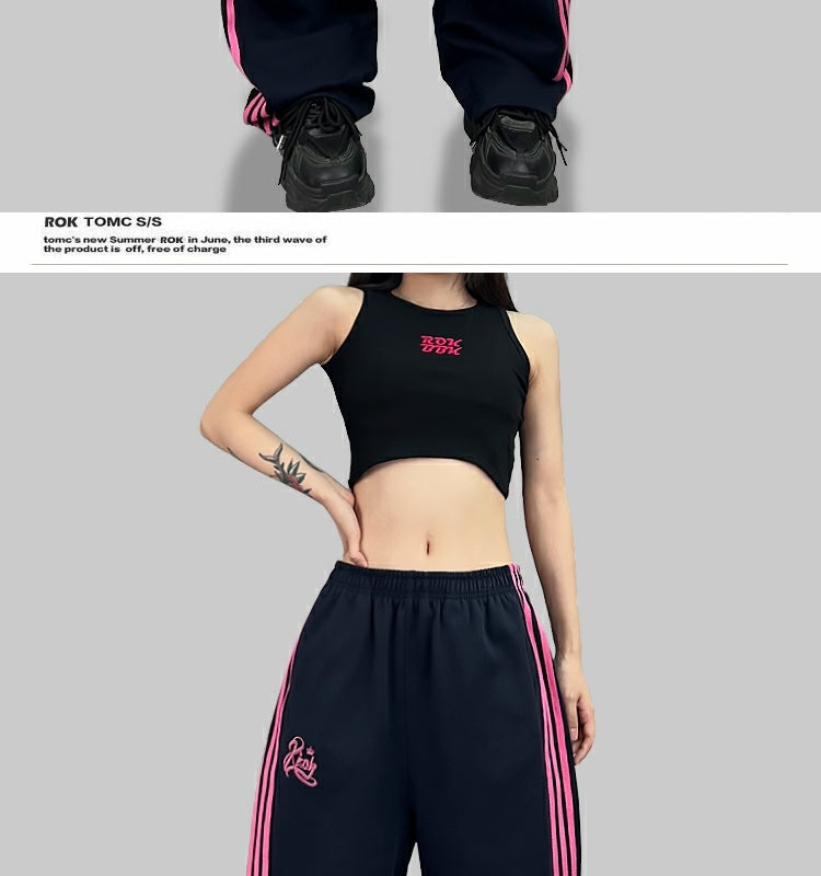 ROKBBK-K/Rokbbk-K Street Dance Fashion Brand Line Crown Embroidery Jazz DancinghiphopFashionable Sports Women's Trousers