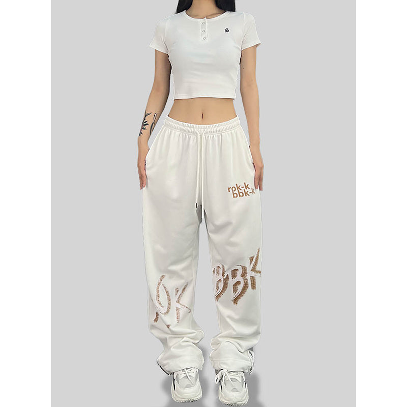 ROKBBK-K/Rokbbk-K Street Dance Fashion Brand SportsjazzJazz Pants Women's Letter PrintinghiphopFashion Clothing