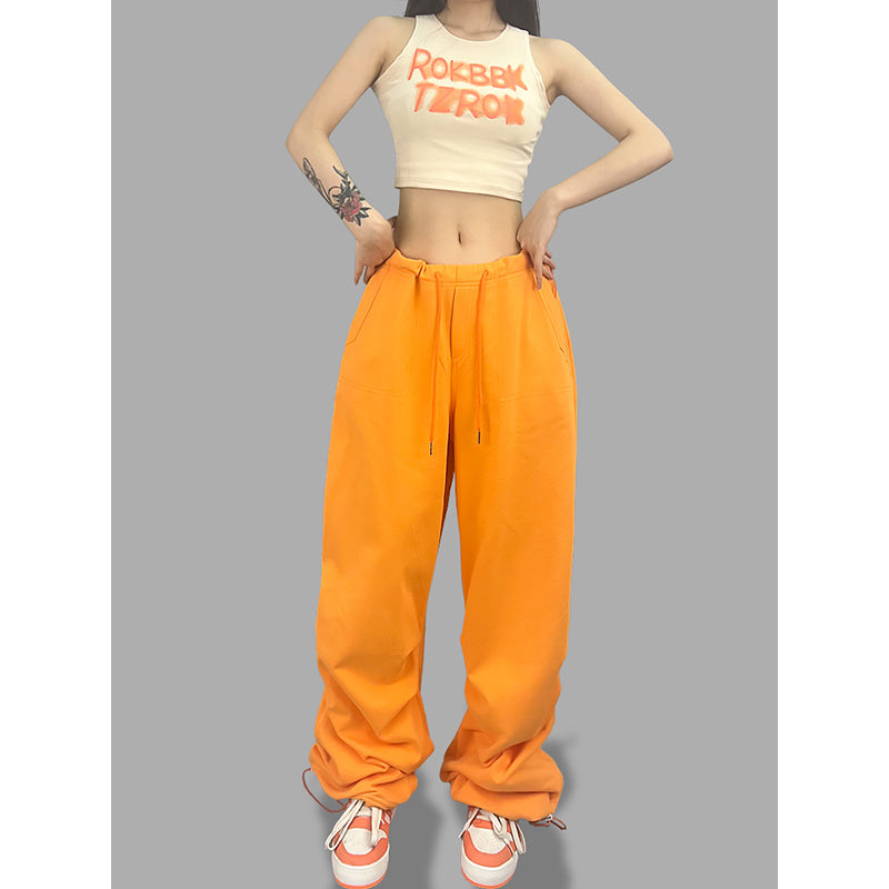 ROKBBK-K/Rokbbk-K Street Dance Fashion Brand JazzhiphopWomen's Sports Suit OrangejazzDancing Pants Tide