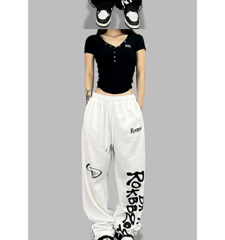 ROKBBK-K/Rokbbk-K Street Dance Fashion Brand Printing Jazz Street DancehiphopWomen's TrousersjazzDancing Sports Pants