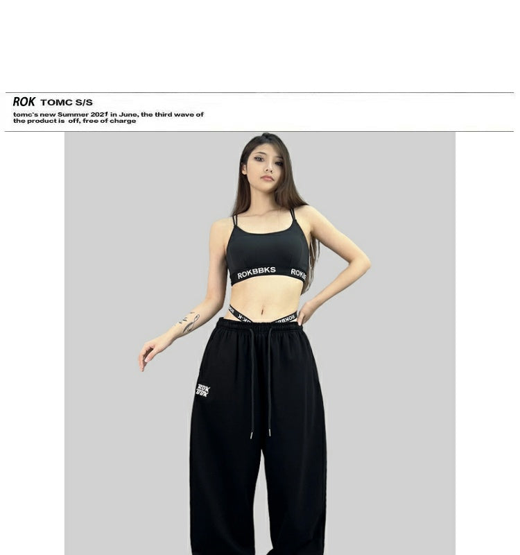 ROKBBK-K/Rokbbk-K Hip Hop Fashion Brand Loose Track Pants Embroidered Hip Hop Trousers Jazz DancejazzWomen's Pants