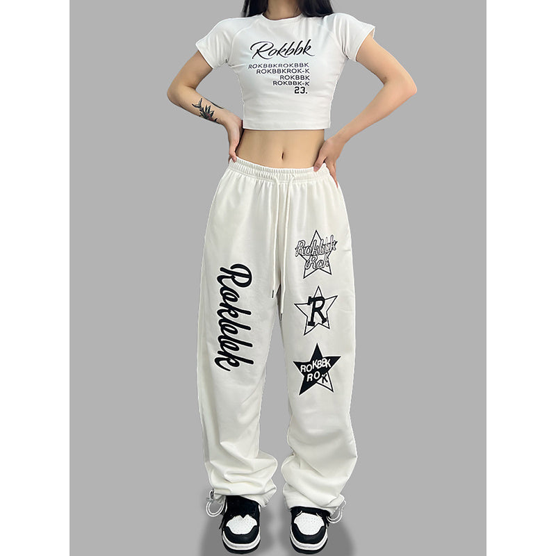 ROKBBK-K/Rokbbk-K Hip Hop Fashion Brand Personalized Printed Jazz Dancing Sweatpants for WomenhiphopSports Pants National Fashion