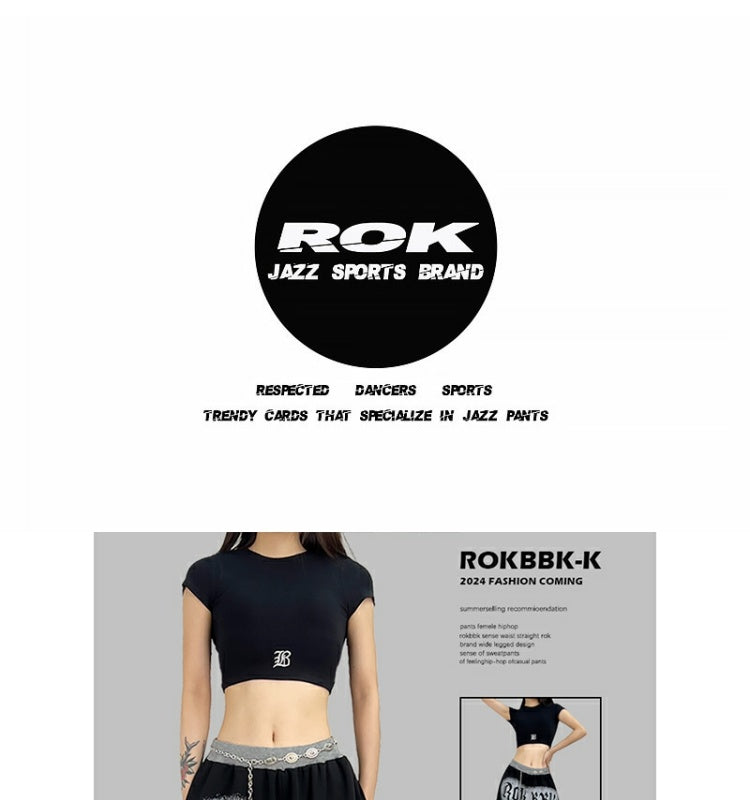 ROKBBK-K/Rokbbk-K Hip Hop Fashion Brand Letter Printing Screw Type Dancing Trousers Female JazzhiphopSuit Tide