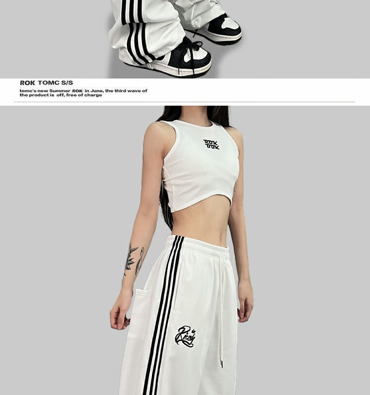 ROKBBK-K/Rokbbk-K Street Dance Fashion Brand Line Crown Embroidery Jazz DancinghiphopFashionable Sports Women's Trousers