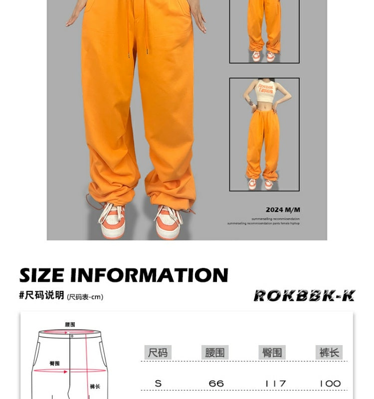 ROKBBK-K/Rokbbk-K Street Dance Fashion Brand JazzhiphopWomen's Sports Suit OrangejazzDancing Pants Tide