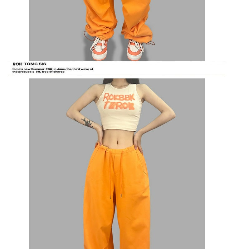 ROKBBK-K/Rokbbk-K Street Dance Fashion Brand JazzhiphopWomen's Sports Suit OrangejazzDancing Pants Tide