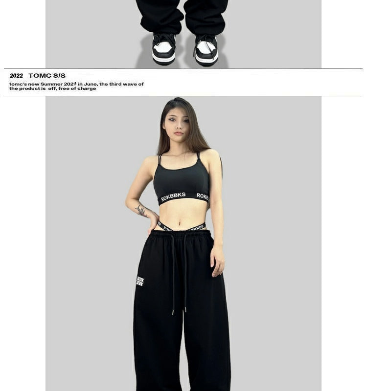 ROKBBK-K/Rokbbk-K Hip Hop Fashion Brand Loose Track Pants Embroidered Hip Hop Trousers Jazz DancejazzWomen's Pants