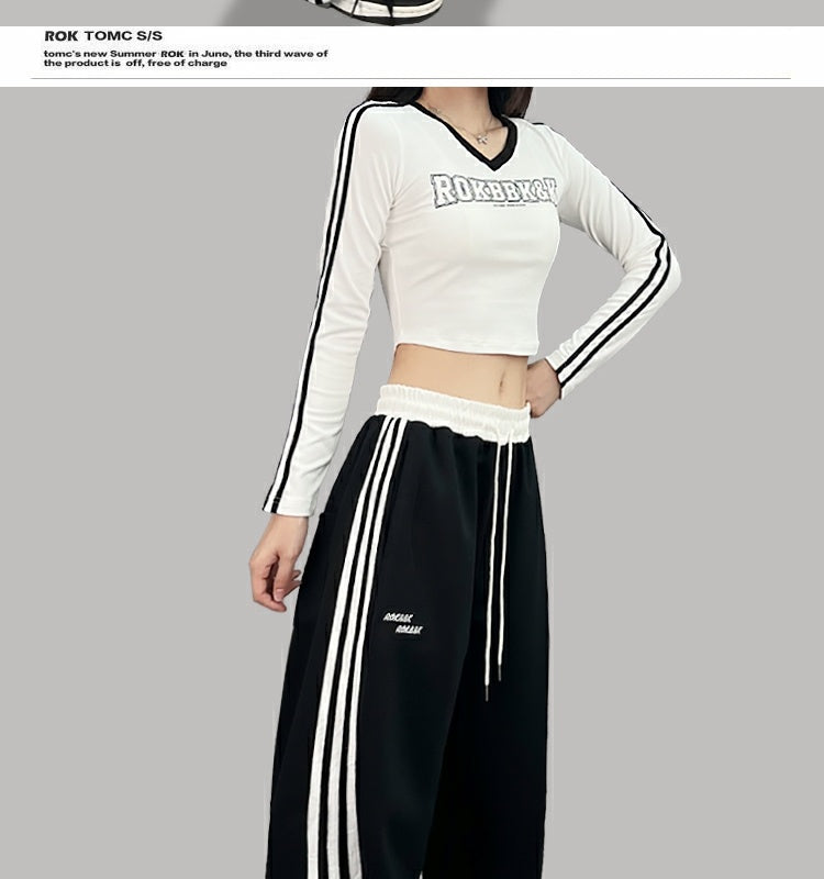 ROKBBK-K/Rokbbk-K Street Dance Fashion Brand Stitching Waist Three Bars SportshiphopWomen's Trousers Jazz Suit