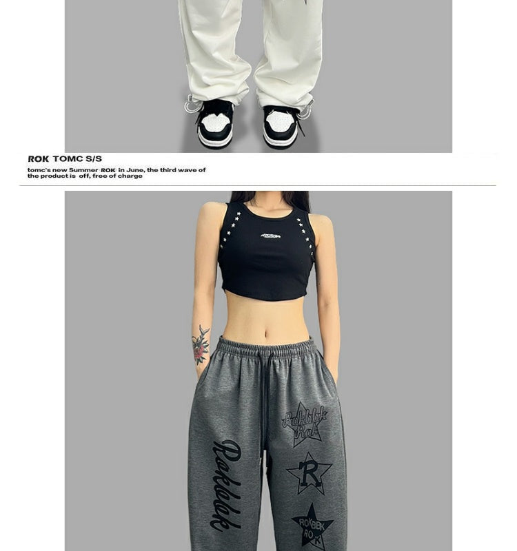 ROKBBK-K/Rokbbk-K Hip Hop Fashion Brand Hip Hop Loose Jazz Dance Sweatpants for WomenhiphopHip Hop Casual Trousers