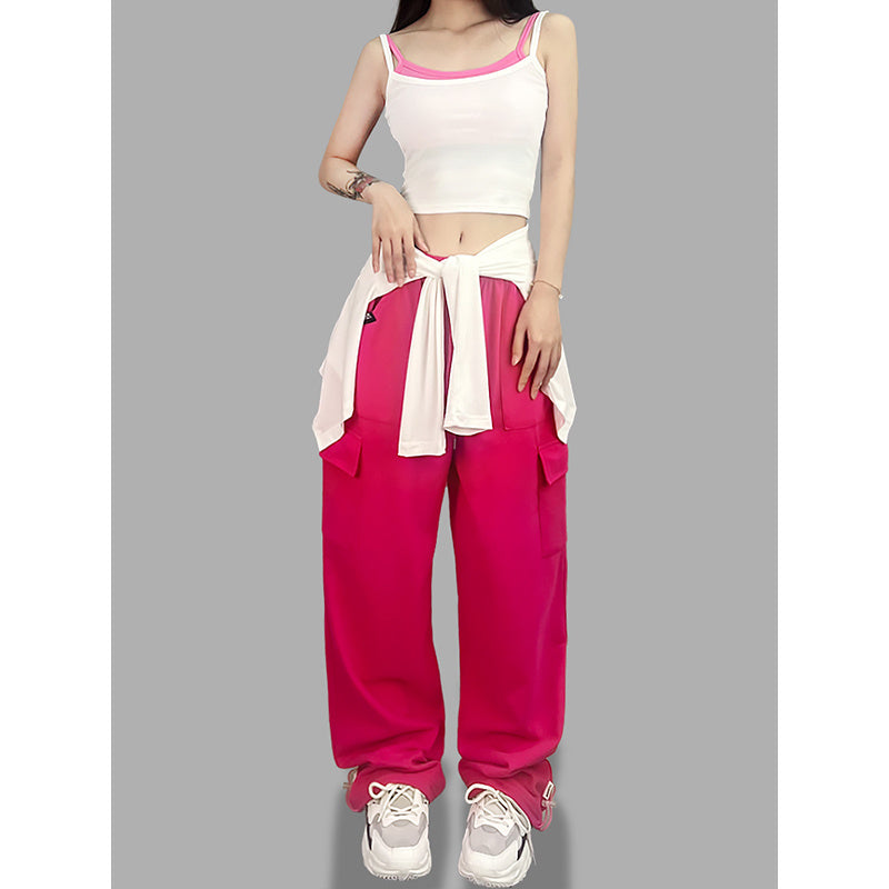 ROKBBK-K/Rokbbk-K Hip Hop Fashion Brand Plum Powder Pocket Hip Hop Jazz Sports DancingjazzWomen's Trousers Suit