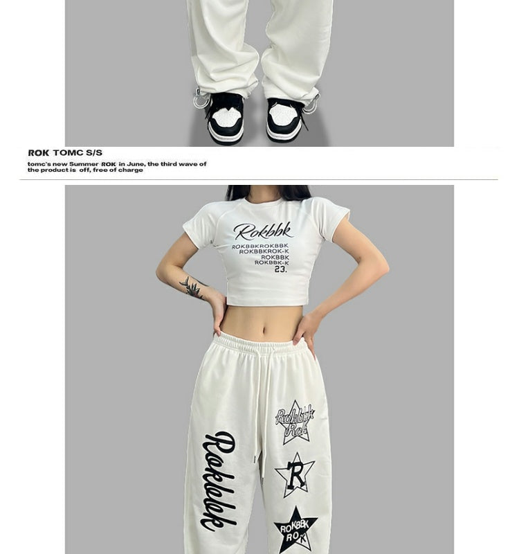 ROKBBK-K/Rokbbk-K Hip Hop Fashion Brand Hip Hop Loose Jazz Dance Sweatpants for WomenhiphopHip Hop Casual Trousers