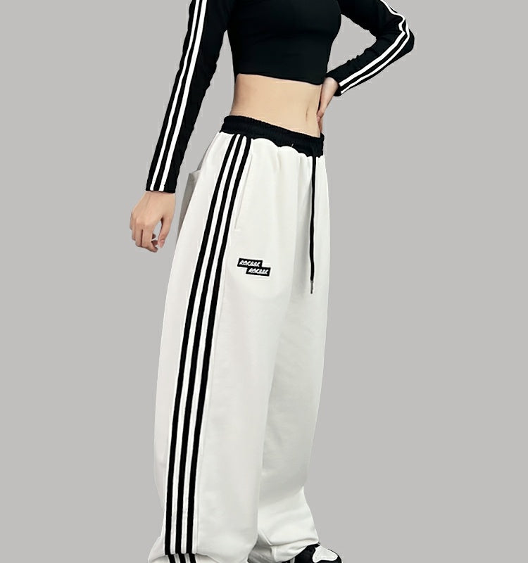 ROKBBK-K/Rokbbk-K Street Dance Fashion Brand Stitching Waist Three Bars SportshiphopWomen's Trousers Jazz Suit