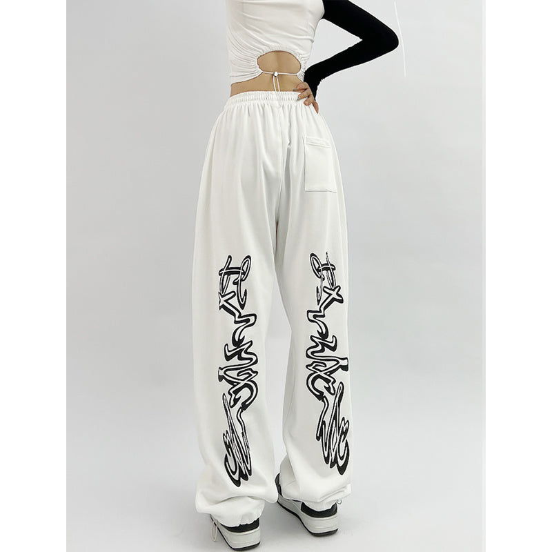 American New Special-Interest Design Versatile Jazz Sports Pants Female Loose Hip Hop Street Straight Ankle Tied Casual Sweatpants