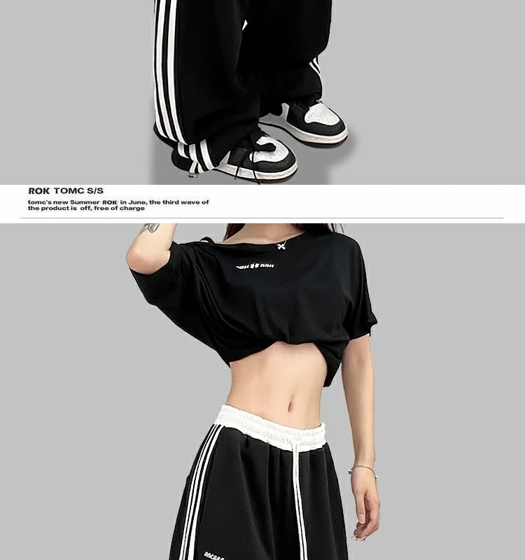 ROKBBK-K/Rokbbk-K Street Dance Fashion Brand Stitching Waist SportshiphopWomen's Three-Bar Trousers Jazz Suit