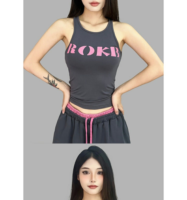 ROKBBK-K/Rokbbk-K Street Dance Fashion Brand Letter Printing DancingjazzVest for WomenhiphopJazz Top Fashion