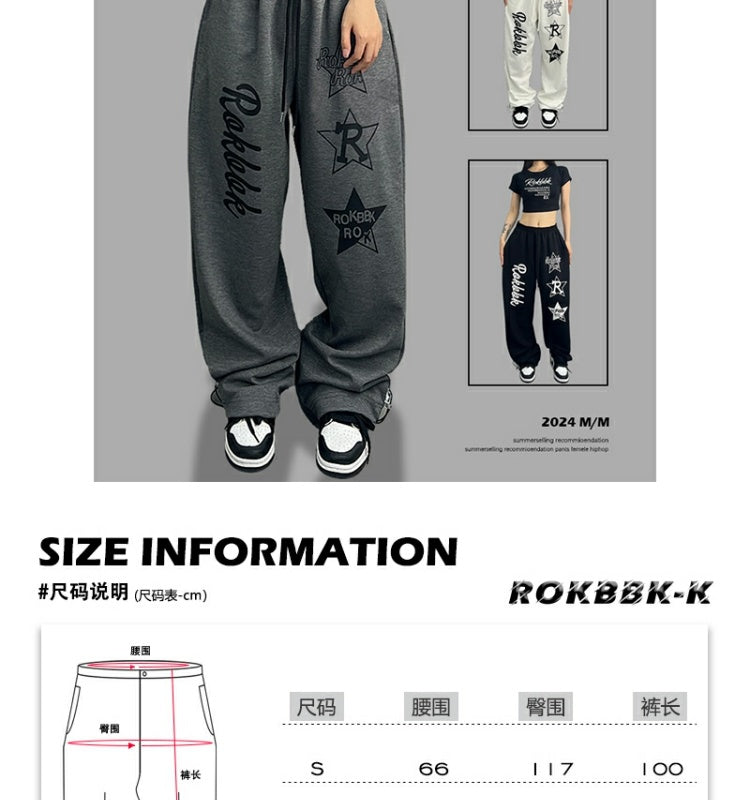 ROKBBK-K/Rokbbk-K Hip Hop Fashion Brand Hip Hop Loose Jazz Dance Sweatpants for WomenhiphopHip Hop Casual Trousers