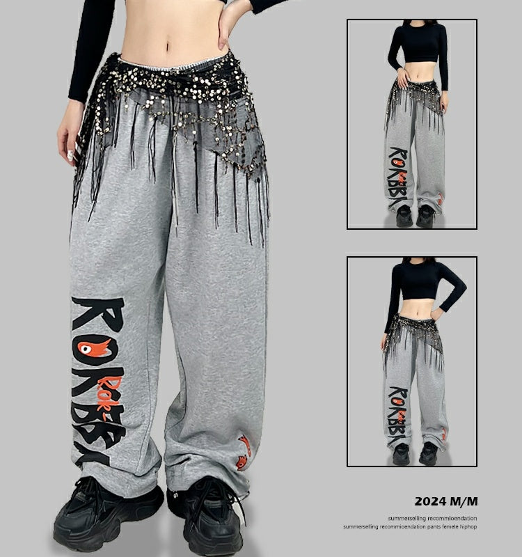 ROKBBK-K/Rokbbk-K Hip Hop Fashion Brand Printing JazzjazzSports TrousershiphopDancing Suit Women