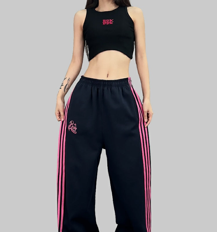 ROKBBK-K/Rokbbk-K Street Dance Fashion Brand Line Crown Embroidery Jazz DancinghiphopFashionable Sports Women's Trousers