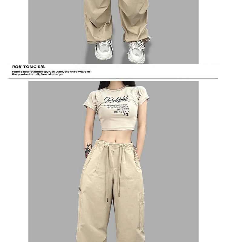 ROKBBK-K/Rokbbk-K Hip Hop Fashion Brand Loose Jazz Dance Sports Female DancinghiphopParatrooper Pants Suit Tide