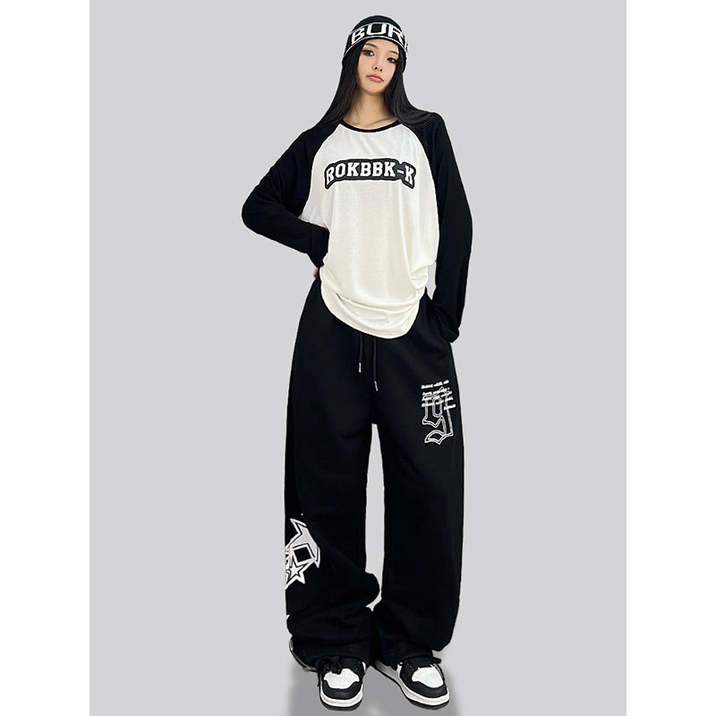 ROKBBK-K/Rokbbk-K Street Dance Fashion Brand Jazz DancehiphopHip Hop Wide Leg Pants Women LoosejazzSports Tide