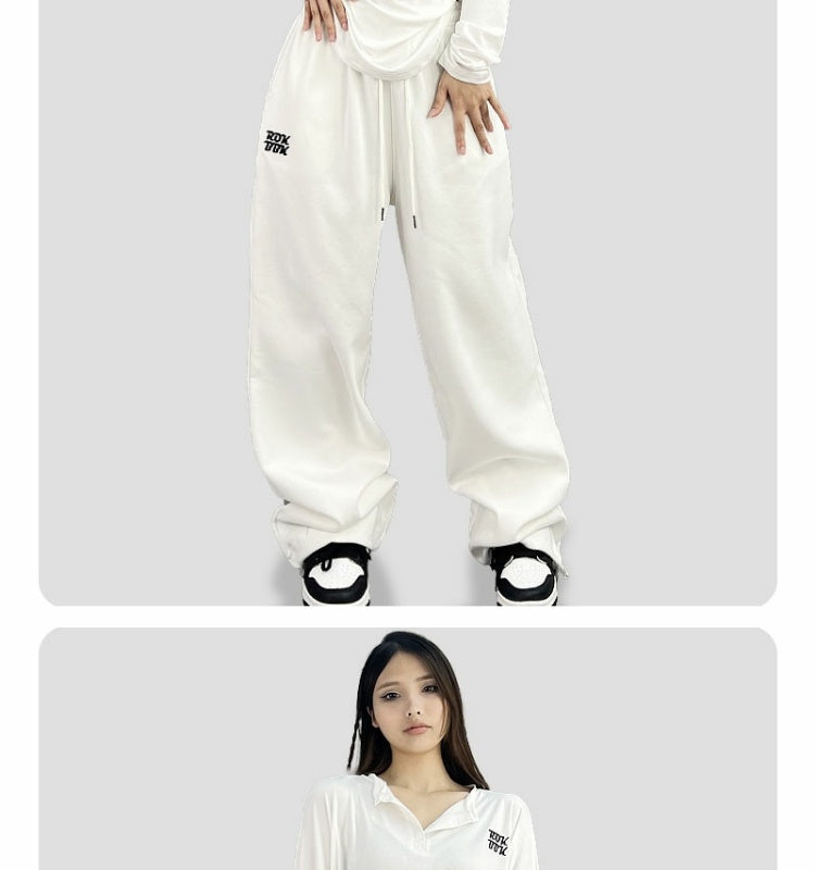 Jazz Rap Sports Pants Female Embroidery Loose Straight DancinghiphopCasual Trousers