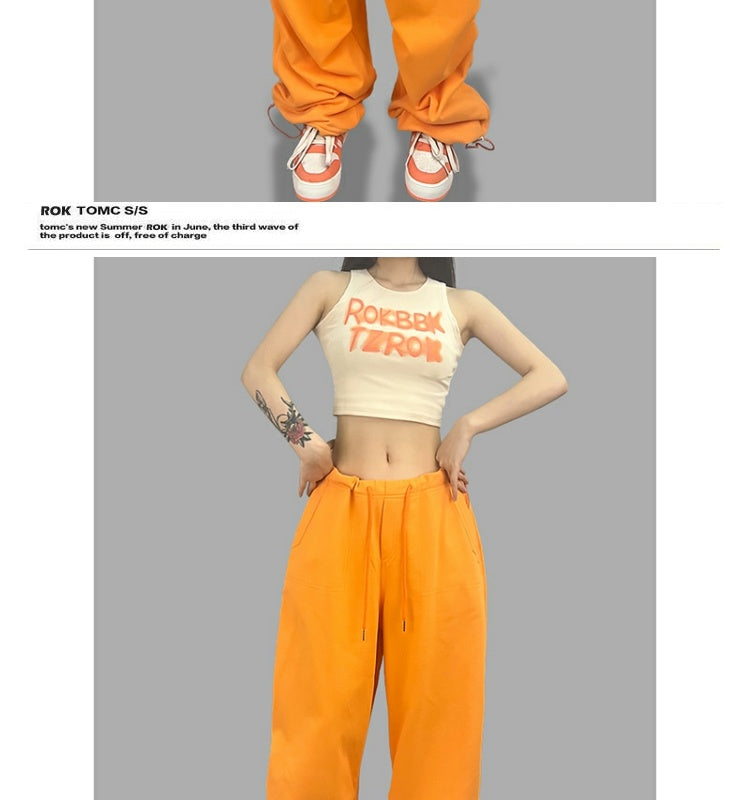 ROKBBK-K/Rokbbk-K Street Dance Fashion Brand JazzhiphopWomen's Sports Suit OrangejazzDancing Pants Tide