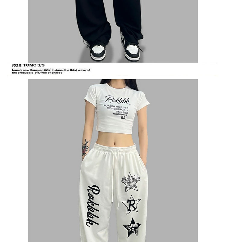 ROKBBK-K/Rokbbk-K Hip Hop Fashion Brand Personalized Printed Jazz Dancing Sweatpants for WomenhiphopSports Pants National Fashion