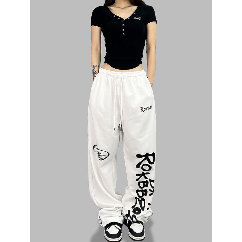 ROKBBK-K/Rokbbk-K Street Dance Fashion Brand Printing Jazz Street DancehiphopWomen's TrousersjazzDancing Sports Pants