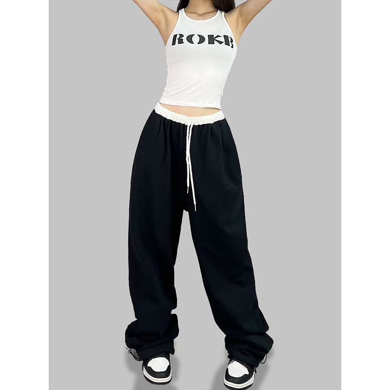 ROKBBK-K/Rokbbk-K Hip Hop Fashion Brand Double Waist Dancing SportshiphopWomen's TrousersjazzJazz Suit Tide