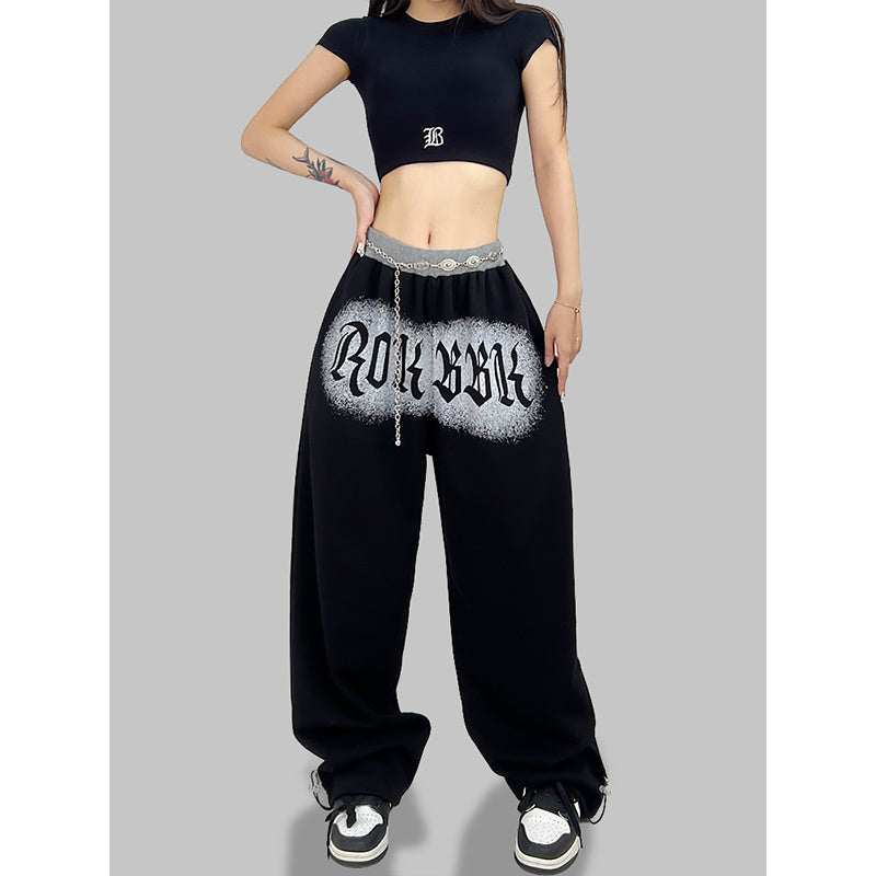 ROKBBK-K/Rokbbk-K Hip Hop Fashion Brand Letter Printing Screw Type Dancing Trousers Female JazzhiphopSuit Tide